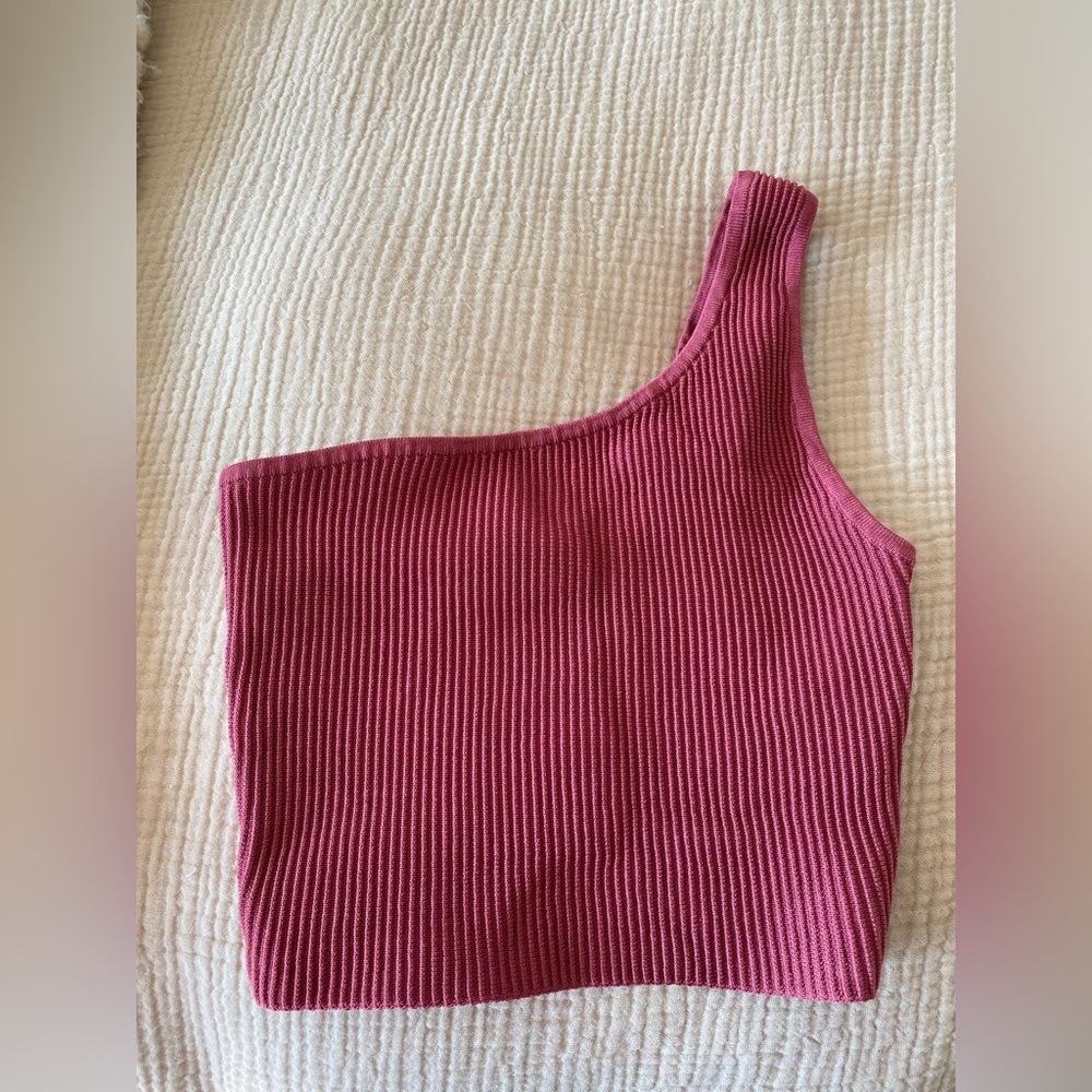 Aritzia sculpt knit one shoulder cropped tank